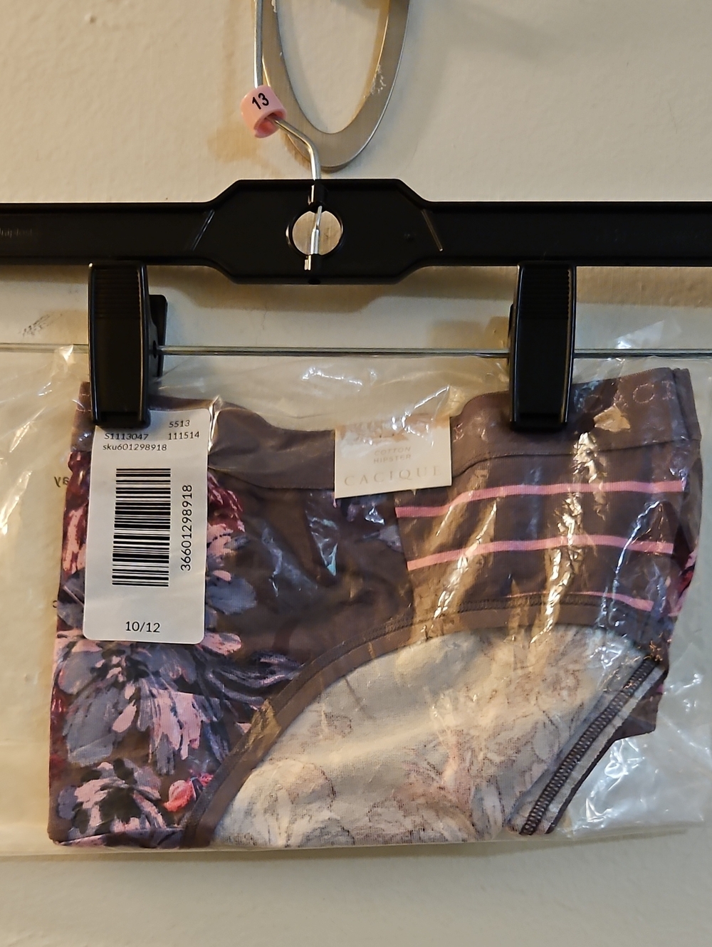 Lane Bryant Cacique Purple Print Floral & Striped Cotton Hipster, Size 10/12